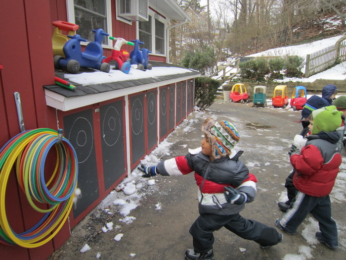 throwing snowballs at the target