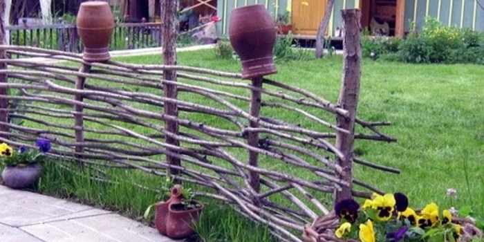 Wicker fence decoration