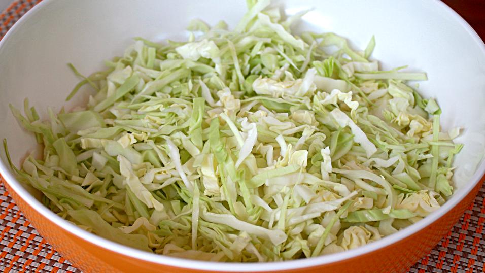 Preparation of salad with cabbage