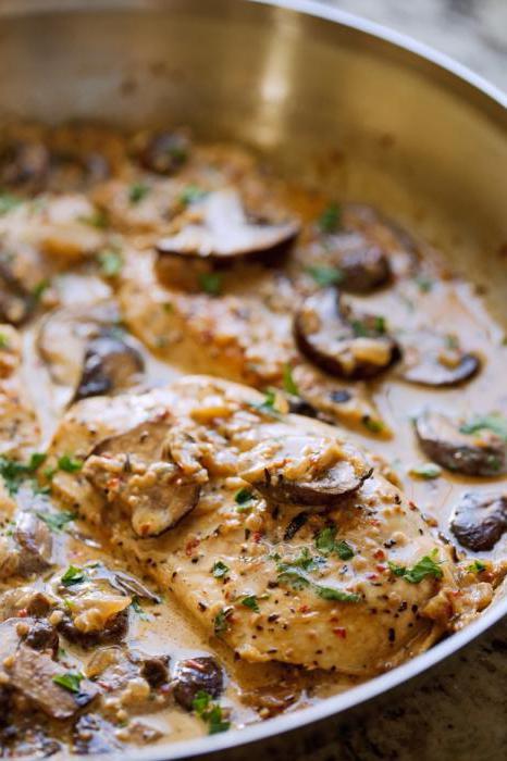 pasta med kycklingbröst och svamp i en krämig sås 