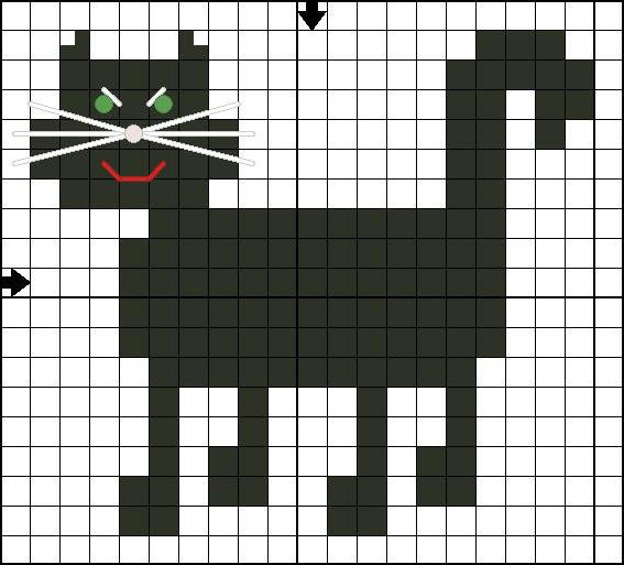cross stitch černá kočka