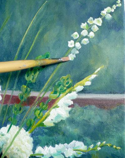 pittura a olio del fiore