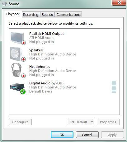 nav audio ierīču Windows XP