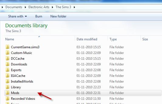 シムズ 3 モッドをインストールする場所