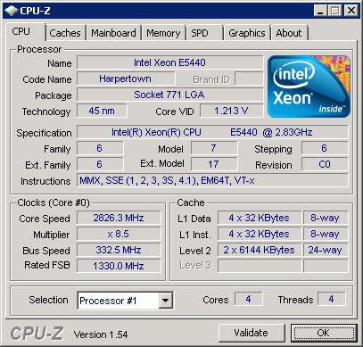 Especificaciones de Intel X54 e5440