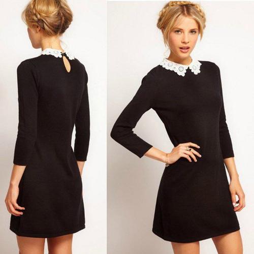 black dress with lace collar