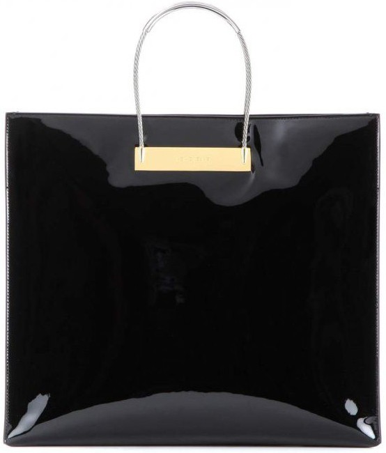 μαύρη λάκα τσάντα