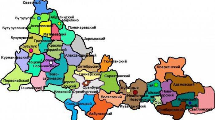 lista miast w regionie Orenburg