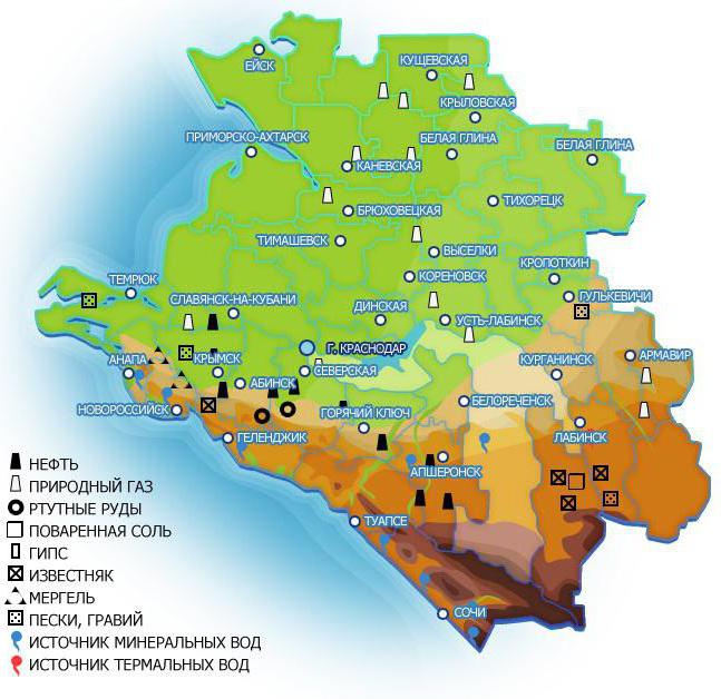 Karte der Mineralien des Krasnodar-Territoriums